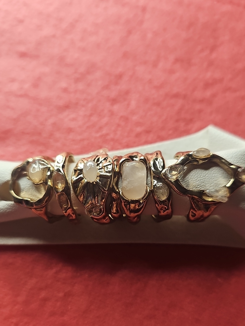 Gold-Tone Moonstone Stackable Rings - Women Jewelry NWT FREE PEOPLE